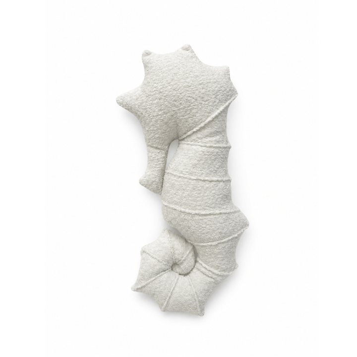 MeowBaby Seahorse Decorative Pillow in White Boucle fabric