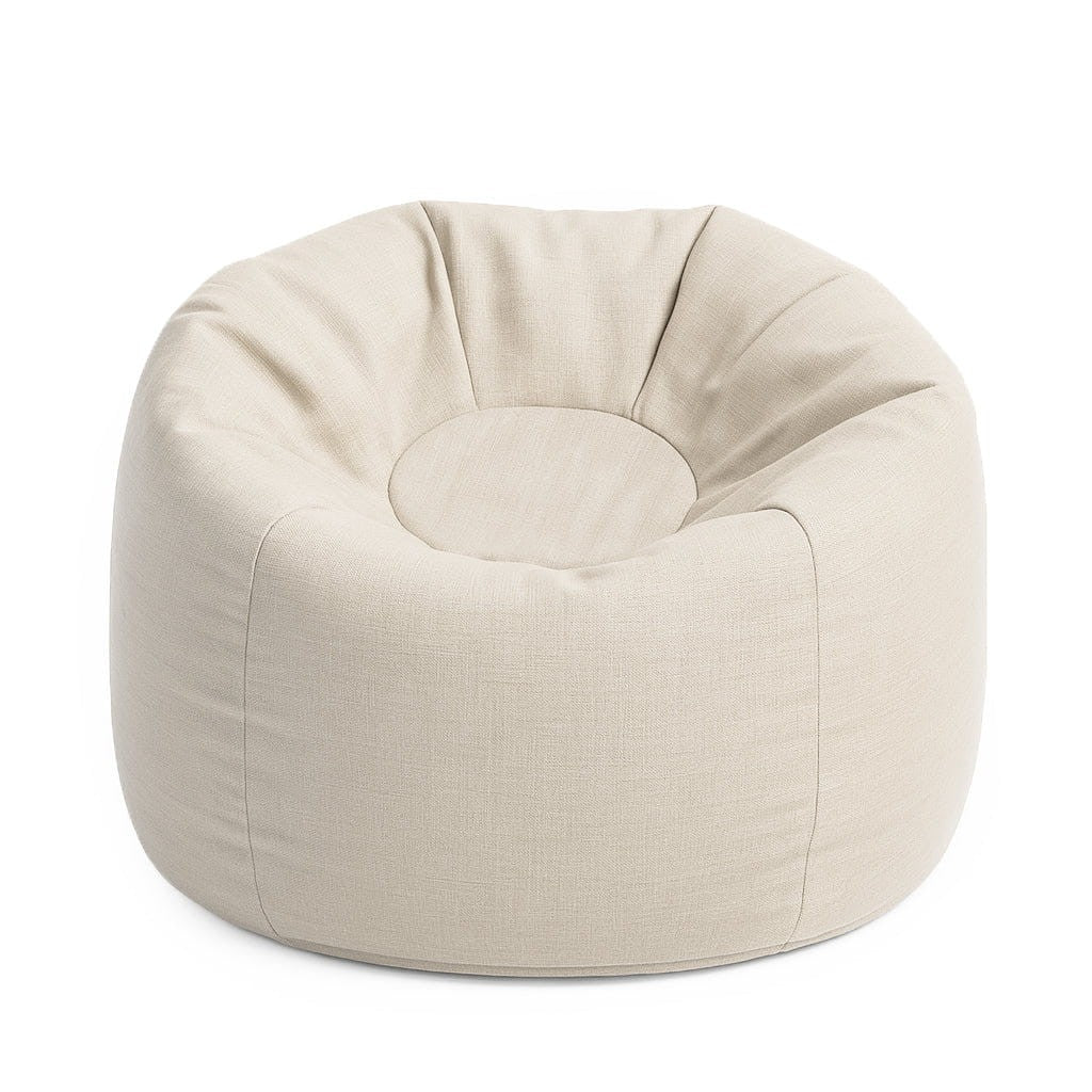 MeowBaby Outzy Floreo Bean Bag in Oat Blush Beige — round flower-shaped kids bean bag