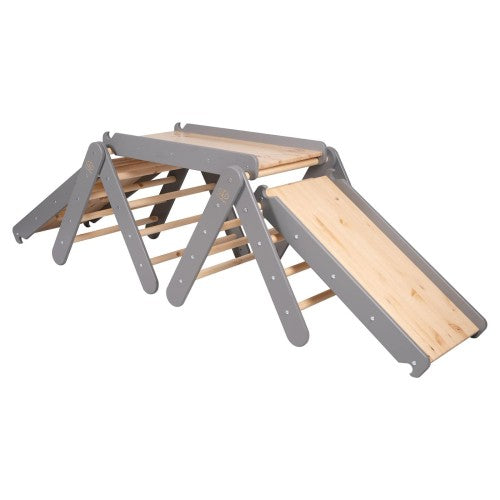 MeowBaby Climbing Triangle with Slide &amp; Climbing Frame Set, Grey