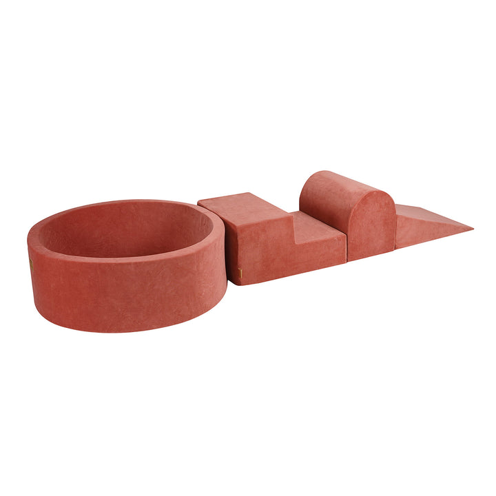 MeowBaby Soft Play Ball Pit - Velvet, Marsala Red