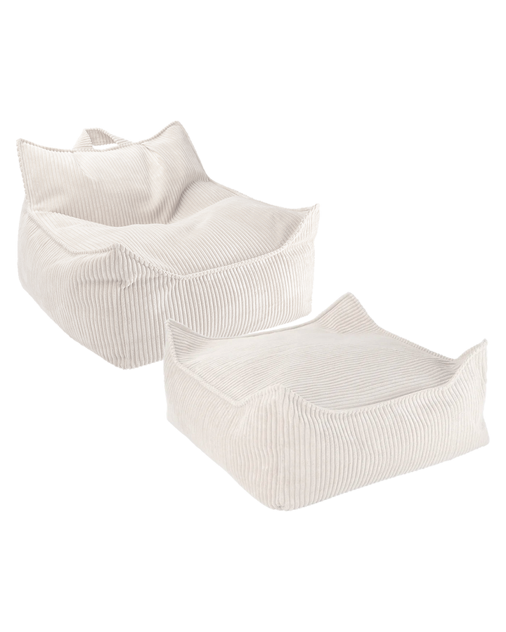 Pink Wigiwama ribbed beanbag chair and square ottoman product detail