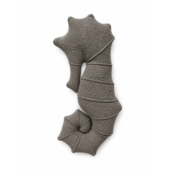 MeowBaby Seahorse Decorative Pillow in Charcoal Taupe Boucle fabric