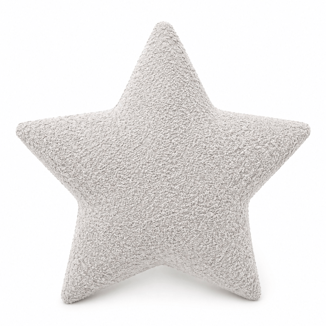 MeowBaby Star Decorative Pillow in Dove Grey Boucle fabric
