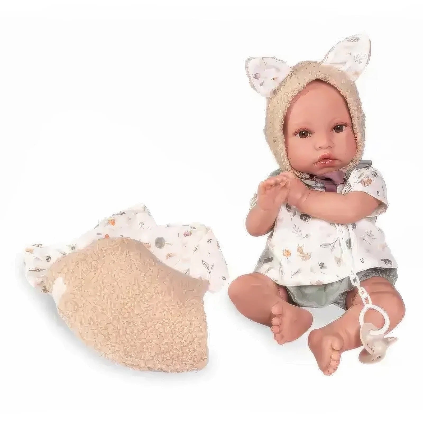 Antonio Juan Newborn Erik Doll with Baby Carrier, 42cm, product photo on white background
