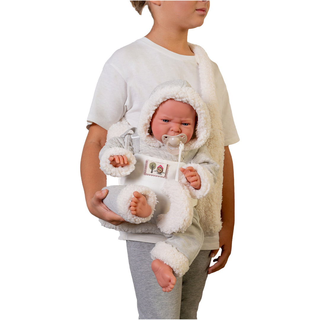 Antonio Juan Newborn Lea Doll with Fleece Baby Carrier, 42cm, supplier gallery view 1