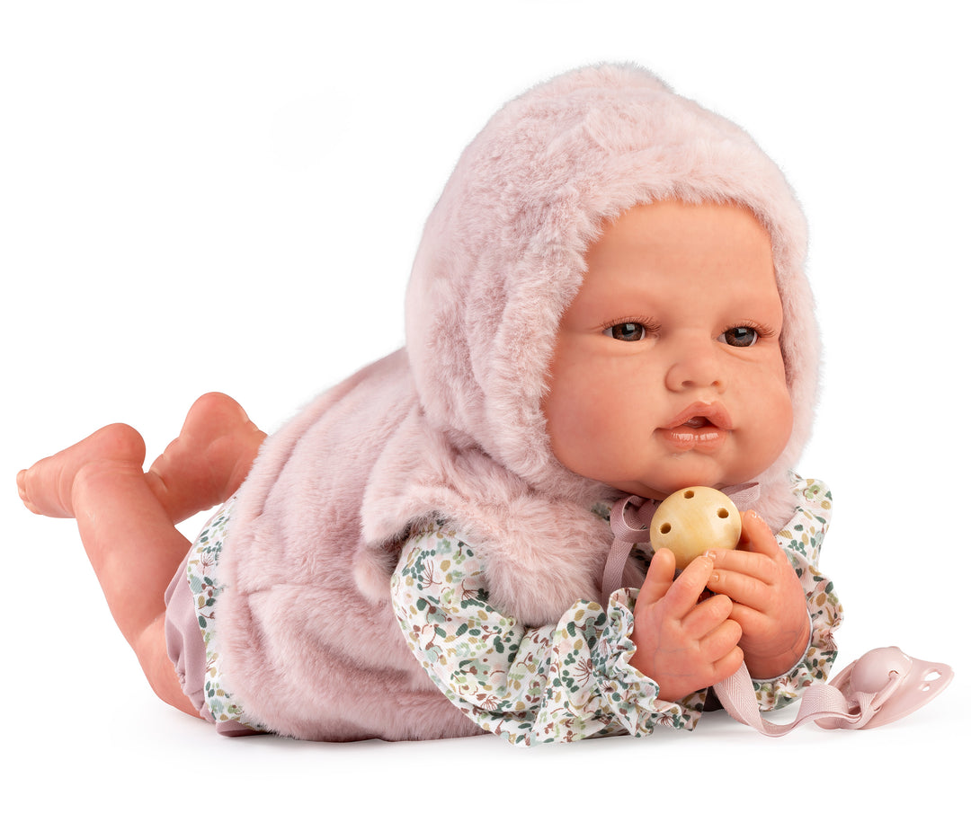 Antonio Juan Fur Reborn Doll, 50cm, close-up of the reborn doll&