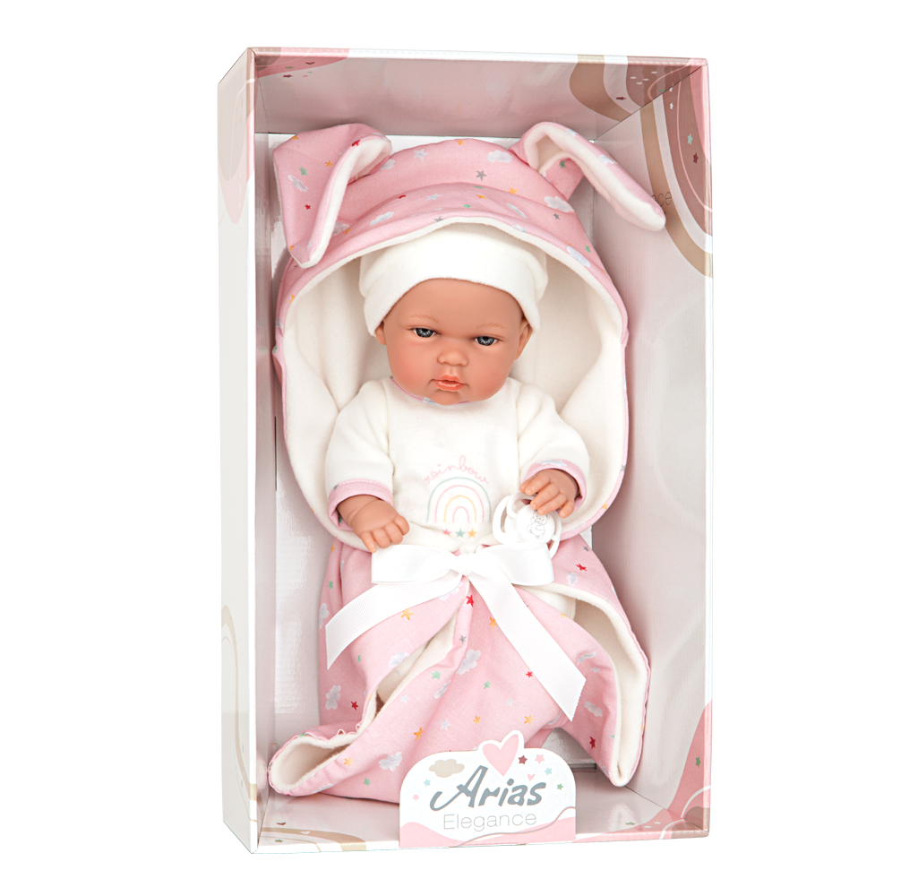 Arias Elegance Bunny Doll with Blanket and Dummy, Pink, 30cm, supplier gallery view 5