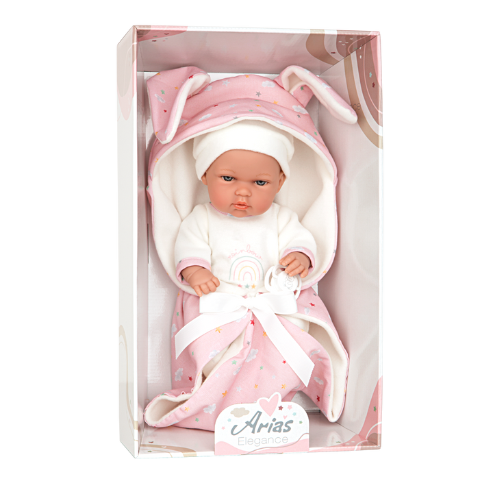 Arias Elegance Bunny Doll with Blanket and Dummy, Pink, 30cm, supplier gallery view 5