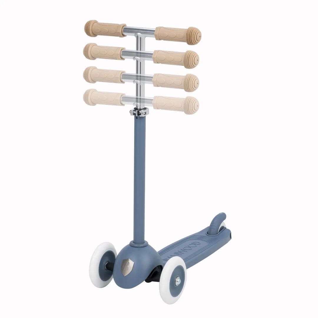Multiple wooden handlebar extensions demonstrating height adjustment capability of stem