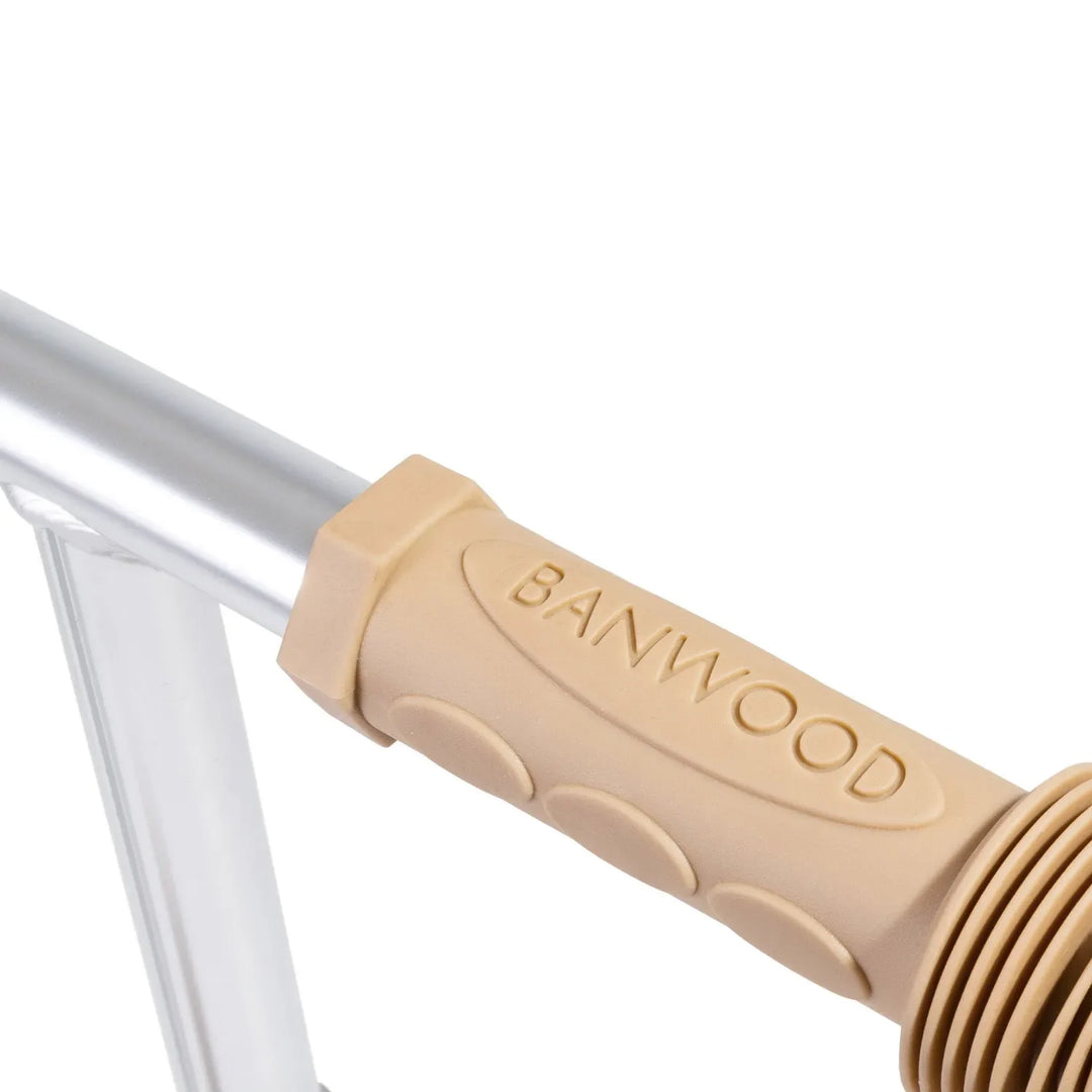 Wooden grip extreme close-up revealing fine grooved texture and carved detail pattern