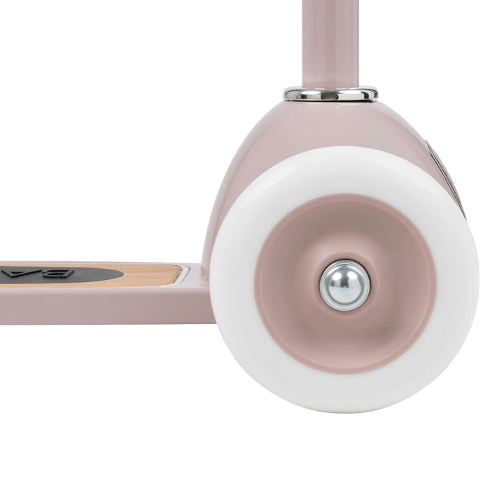 Banwood scooter side profile with single handlebar knob, dusty pink finish