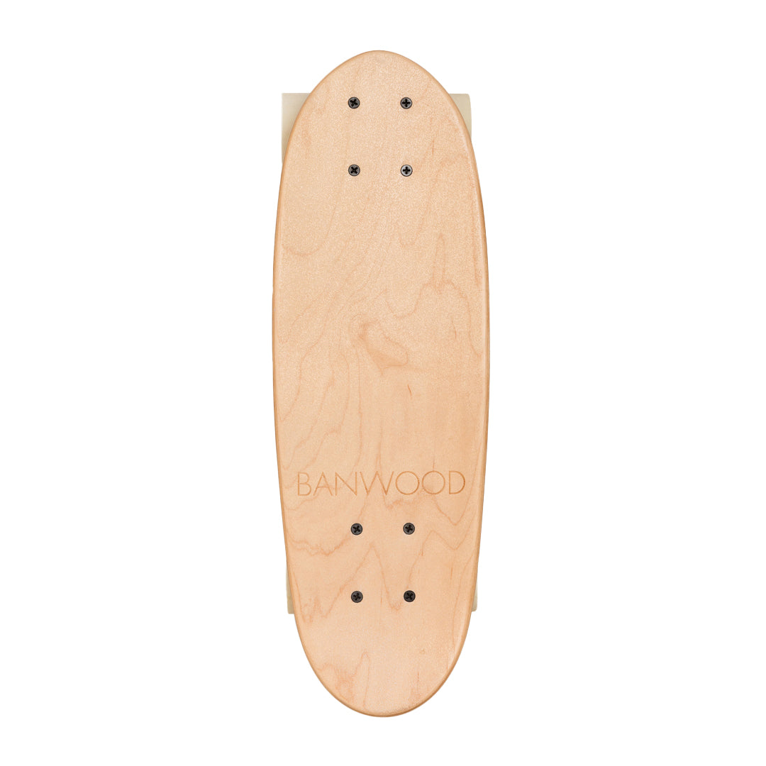 Banwood skateboard deck top view with grip tape mounting holes