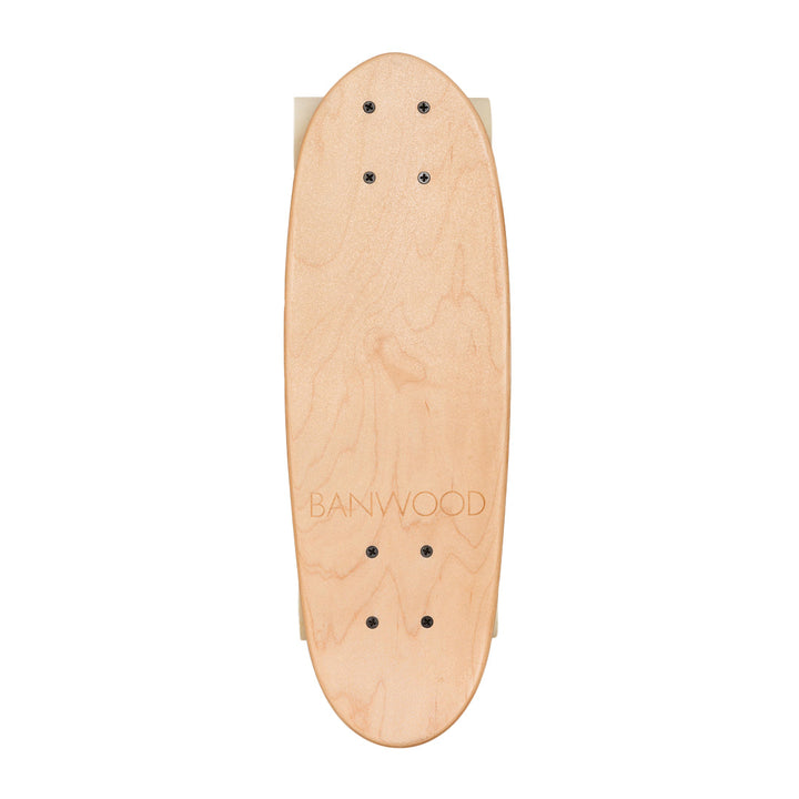 Banwood skateboard deck top view with grip tape mounting holes