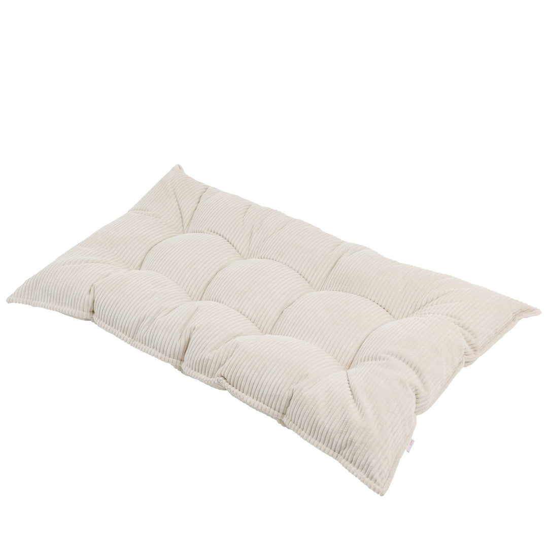 MINICAMP tufted corduroy floor cushion, French style pillow in ecru, studio product photo
