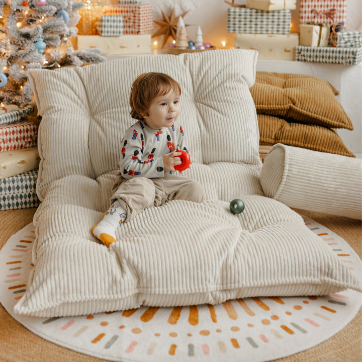 MINICAMP ecru tufted floor cushion, additional product view