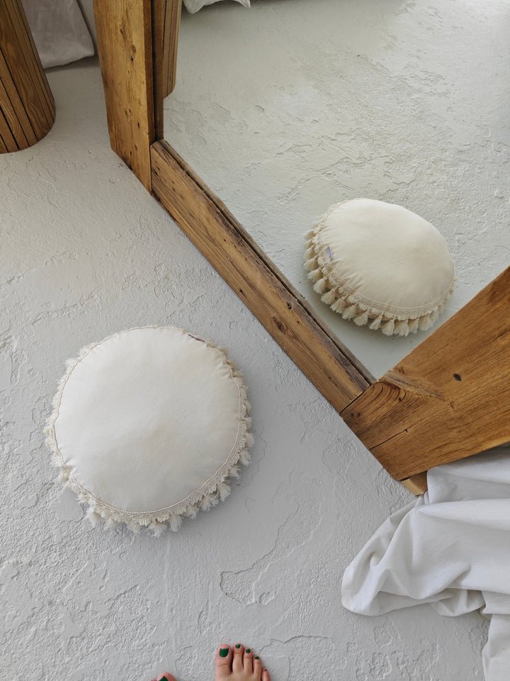MINICAMP Round Tassel Cushion, lifestyle photograph
