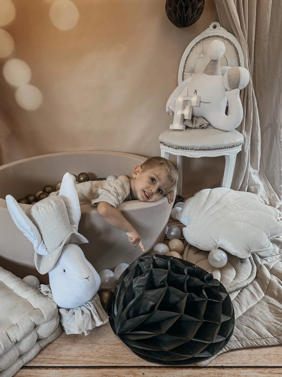 Monio for Kids Beige Cotton Round Ball Pit