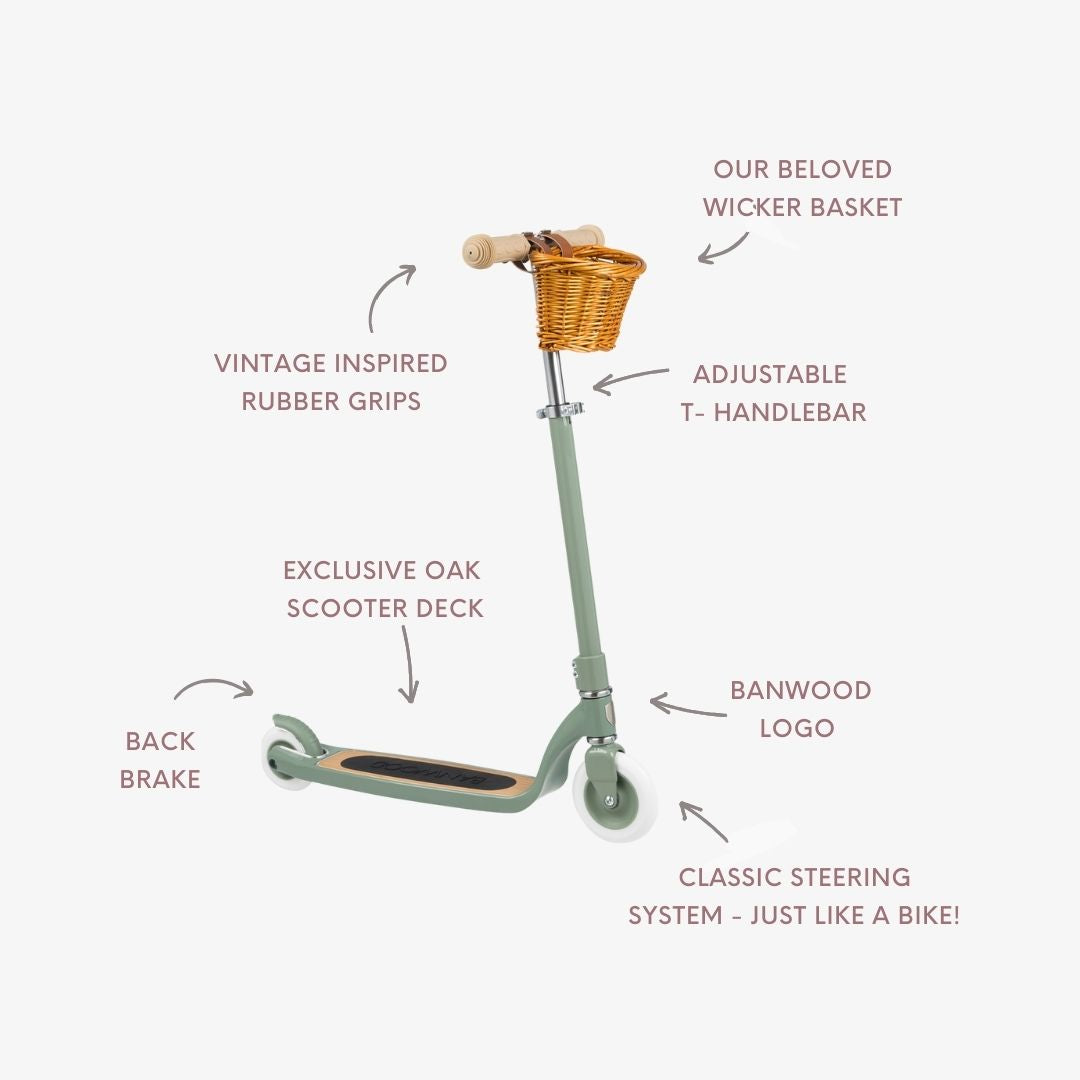 Banwood scooter features diagram with labelled components