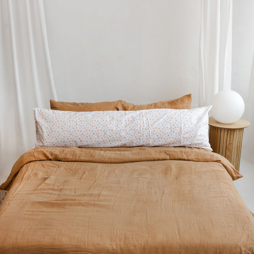 MINICAMP Full Body Pillow, Milk White floral organic cotton cover, product photograph