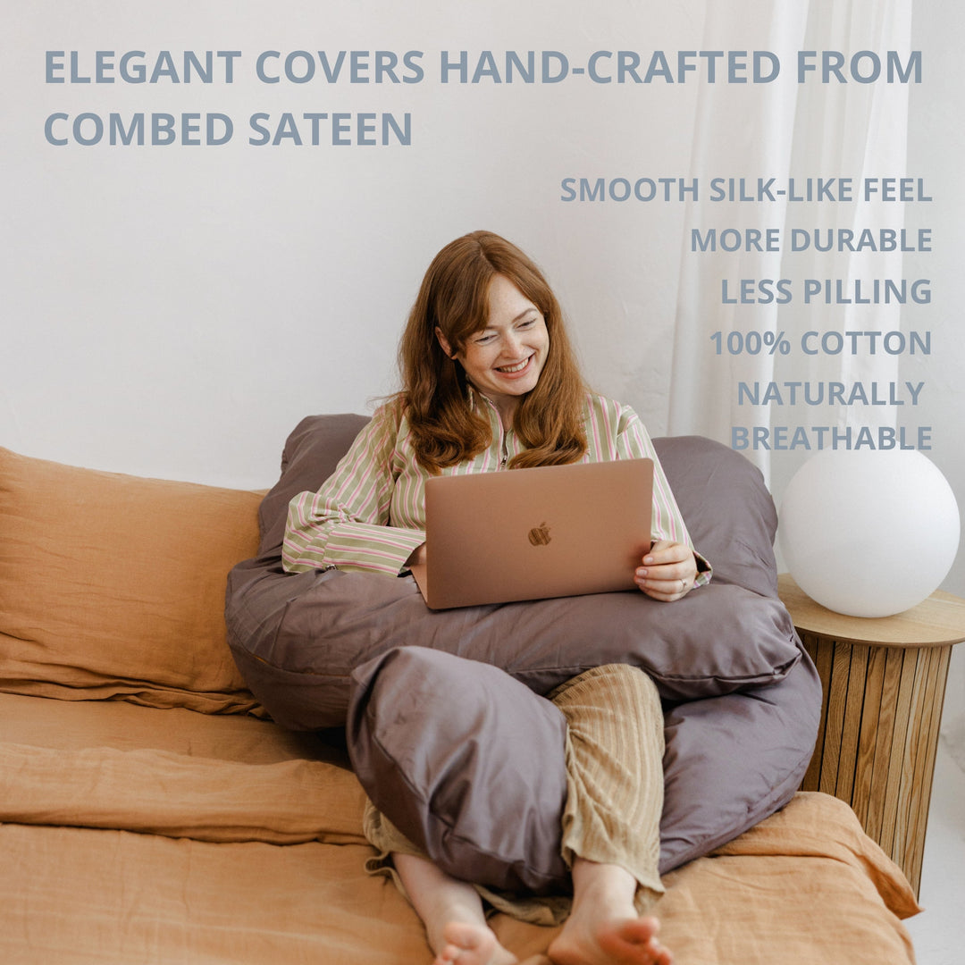 MINICAMP U-shaped comfort pillow in cacao, side view
