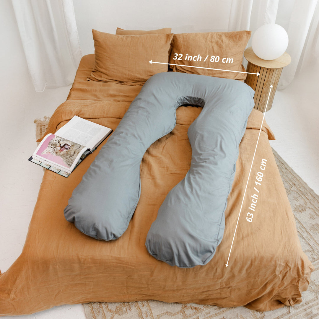 MINICAMP U-shaped pregnancy pillow in stone grey, folded view