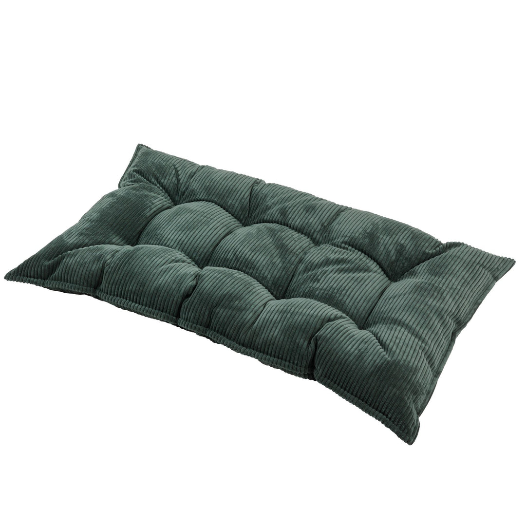 MINICAMP tufted corduroy floor cushion, French style pillow in petrol green, studio product photo