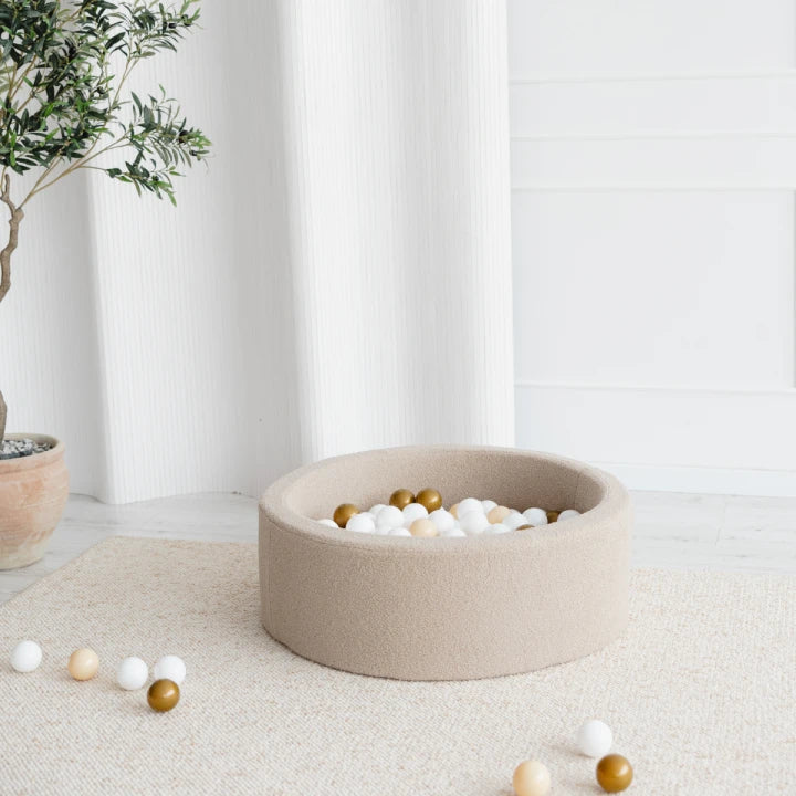 Monio for Kids Beige Boucle Round Ball Pit — hero product image