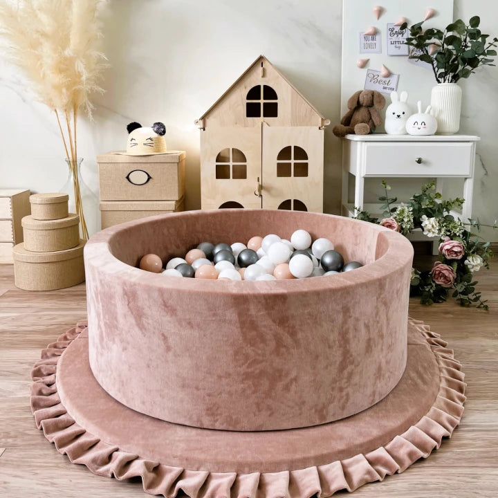 Monio for Kids Beige Velvet Round Ball Pit — hero product image