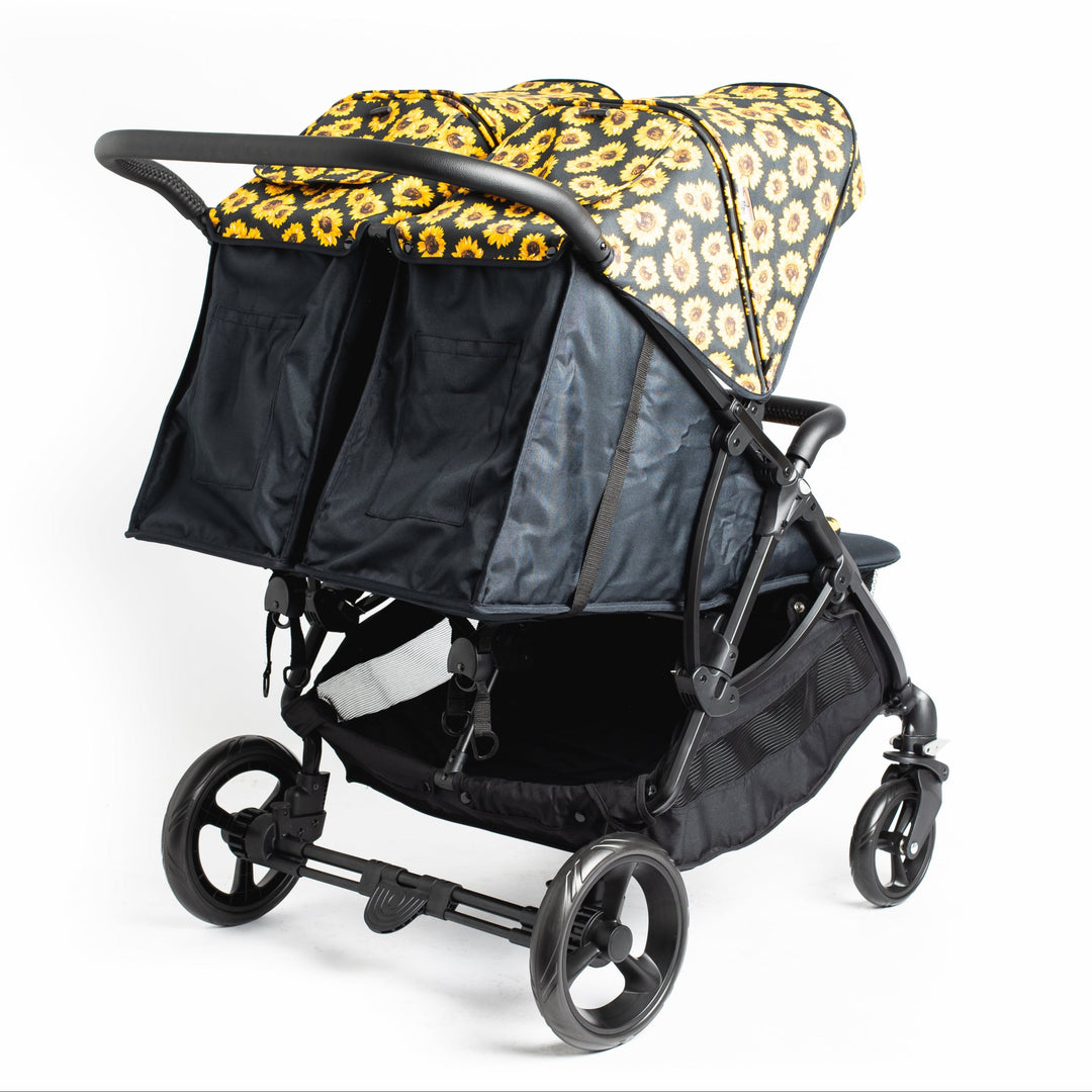Roma Gemini 2 double pushchair in Sunflower, wheel and chassis detail