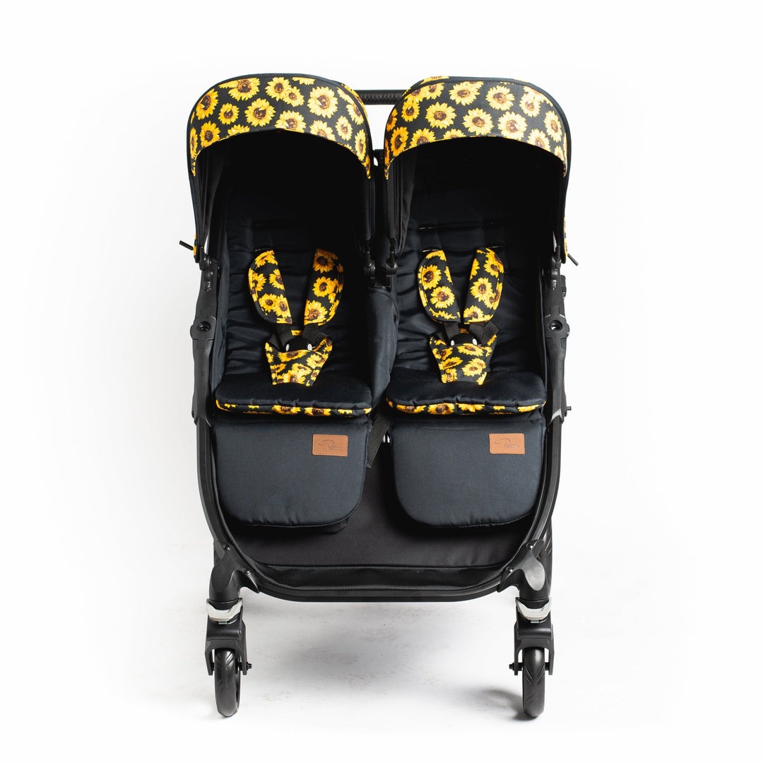 Roma Gemini 2 double pushchair in Sunflower, hood detail