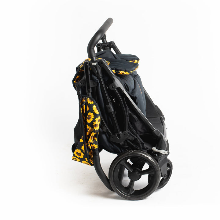 Roma Gemini 2 double pushchair in Sunflower, folded view