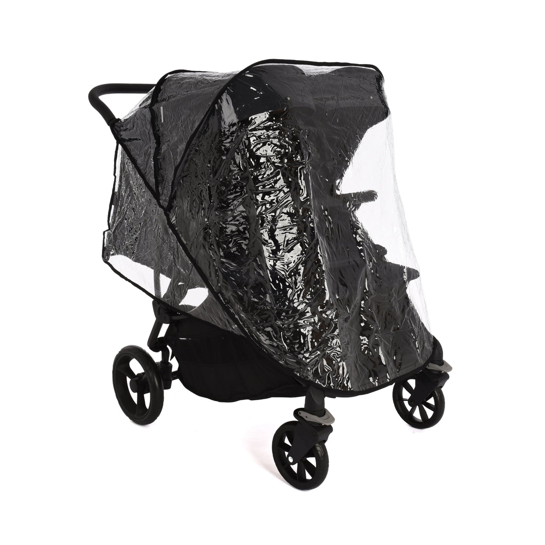 Roma Gemini 2 double pushchair in Jet Black, hood detail