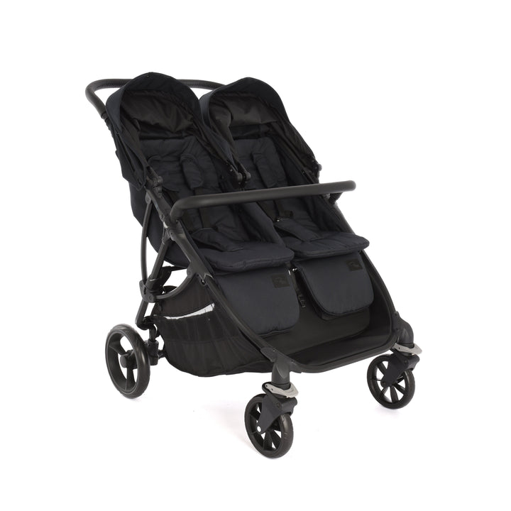Roma Gemini 2 double pushchair in Jet Black, front view