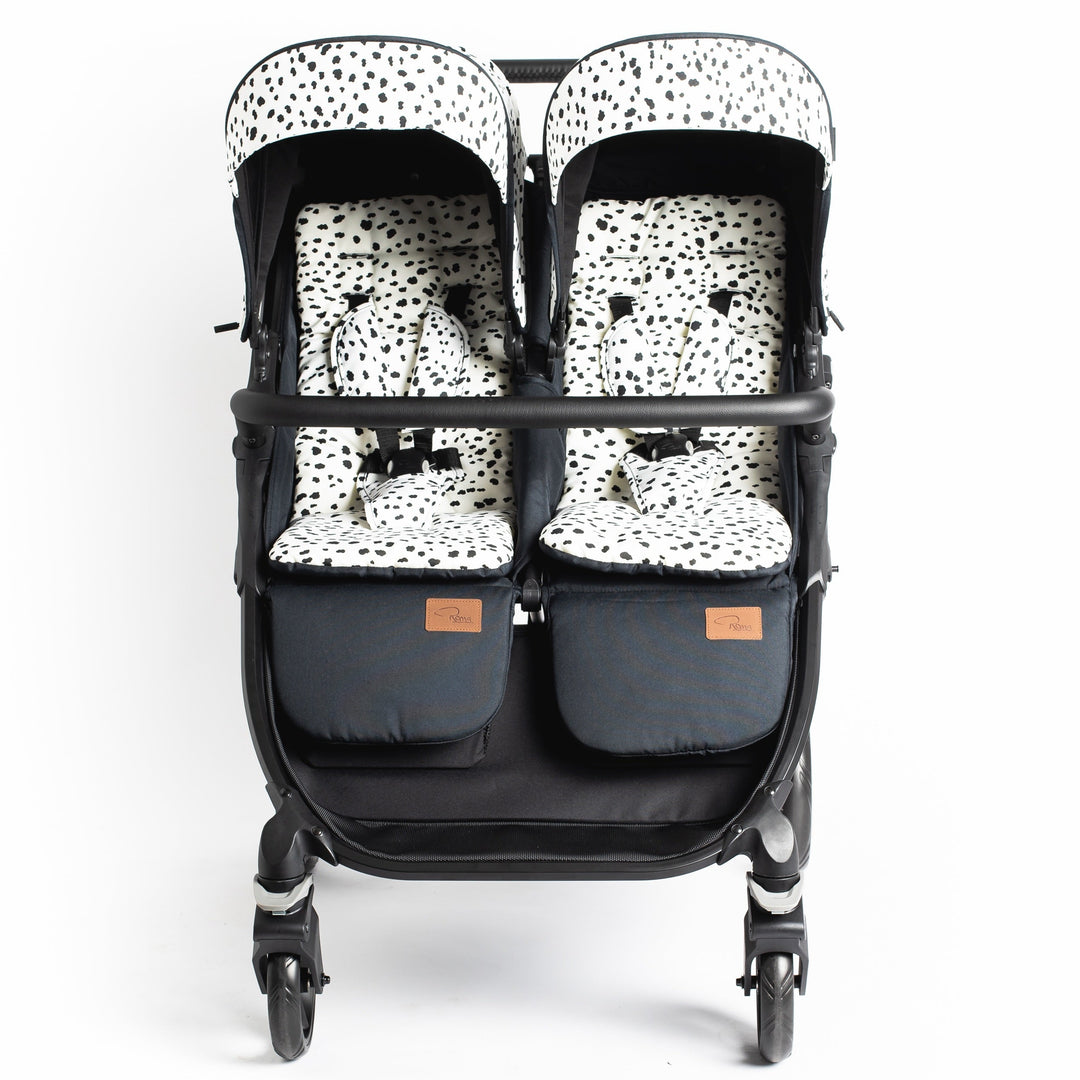 Roma Gemini 2 double pushchair in Dalmatian, front print liner detail
