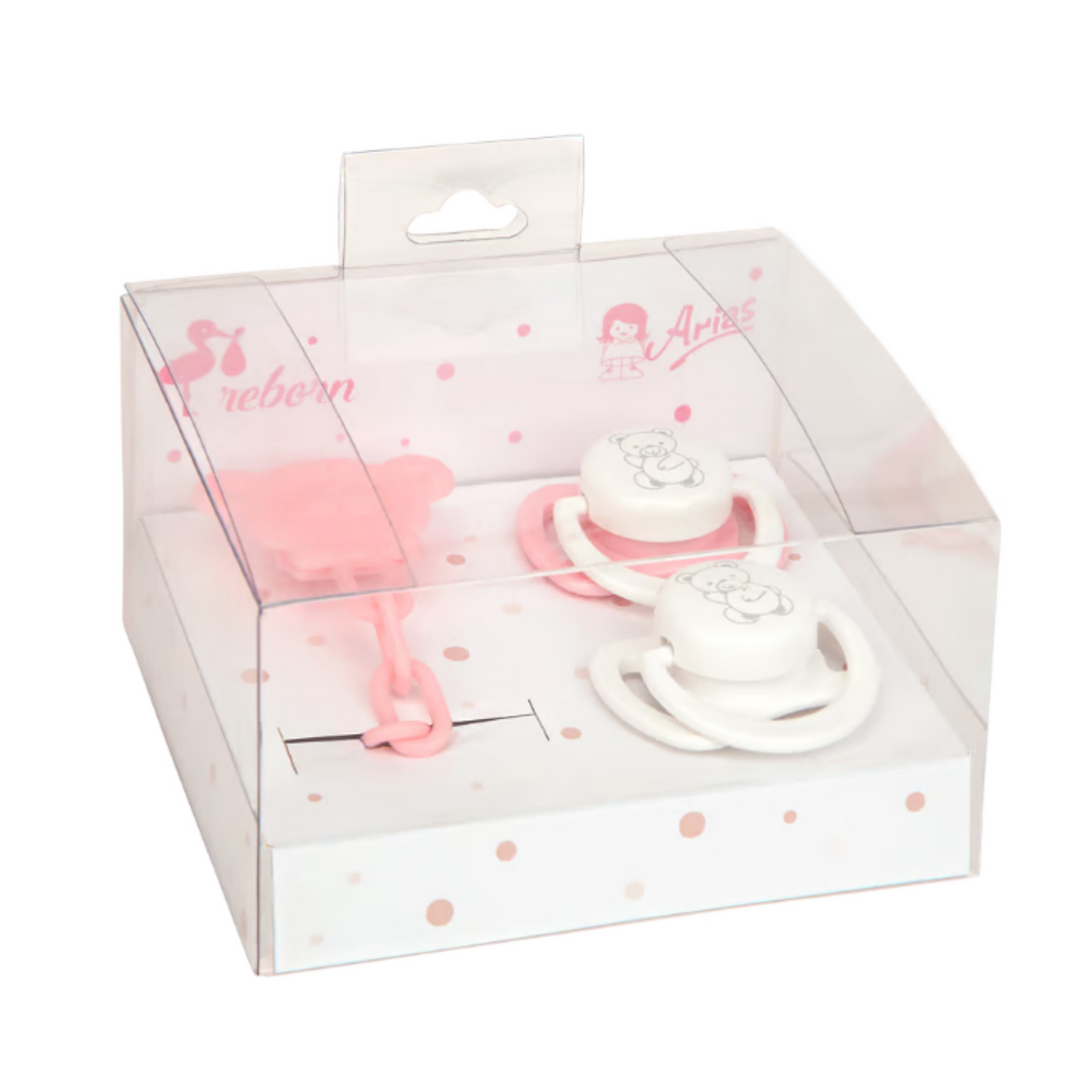 Arias Doll Dummies with Chain, Set of 2, Pink and White, product photo on white background
