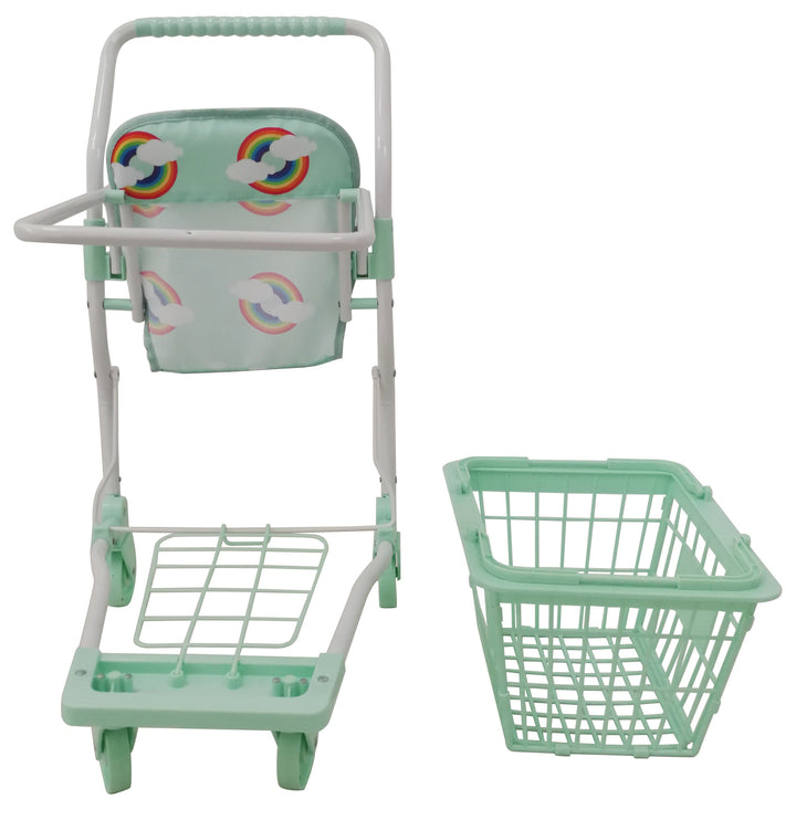 Roma Rupert Shopping Trolley in Mint, folded frame and detached basket