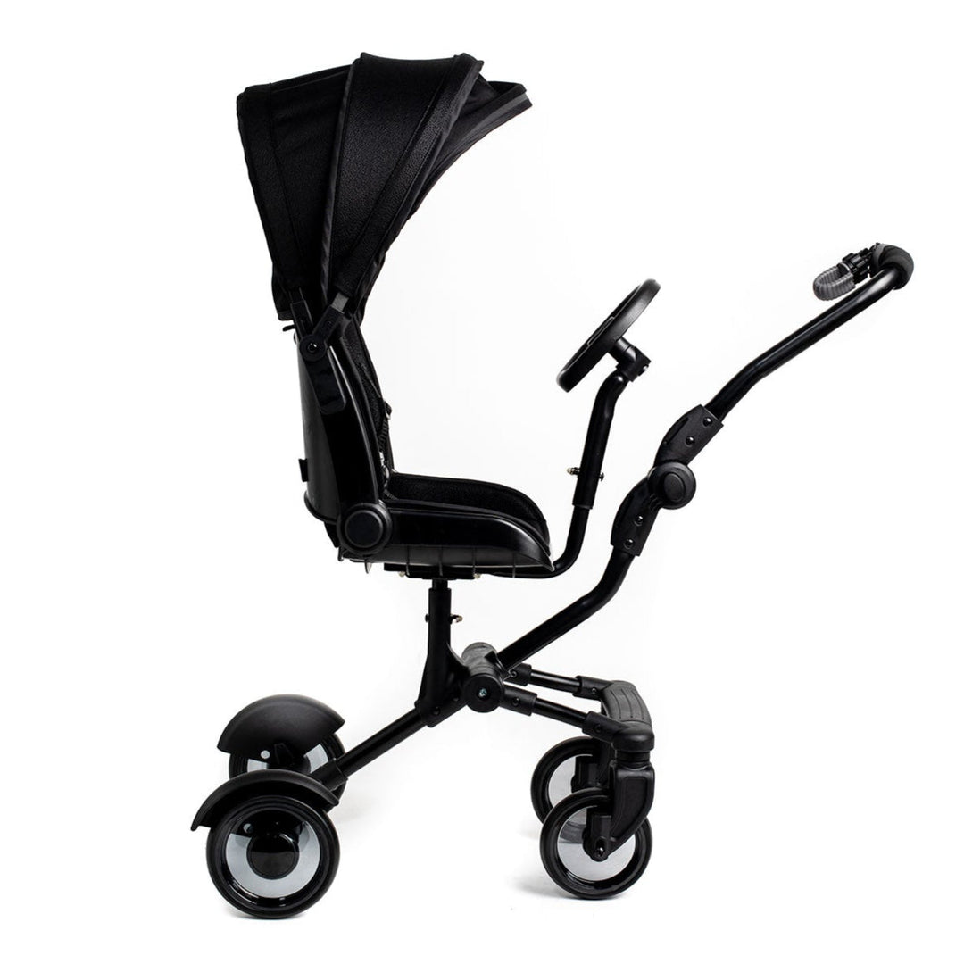 Roma Side Rider buggy board attached to a pushchair chassis, side view