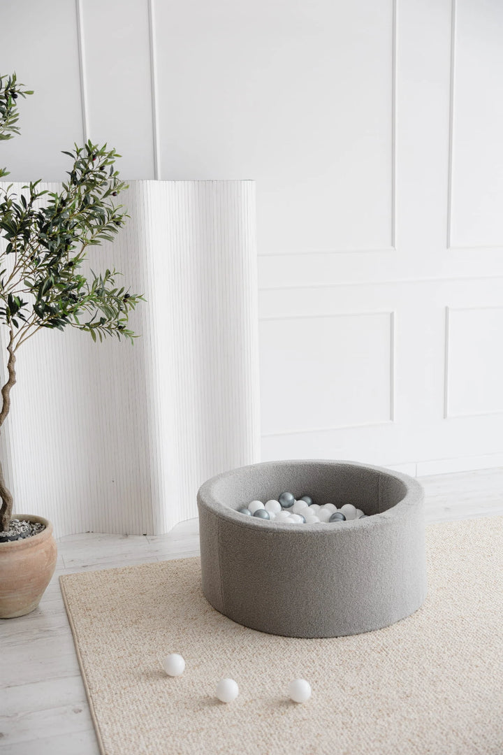 Monio for Kids Grey Boucle Round Ball Pit