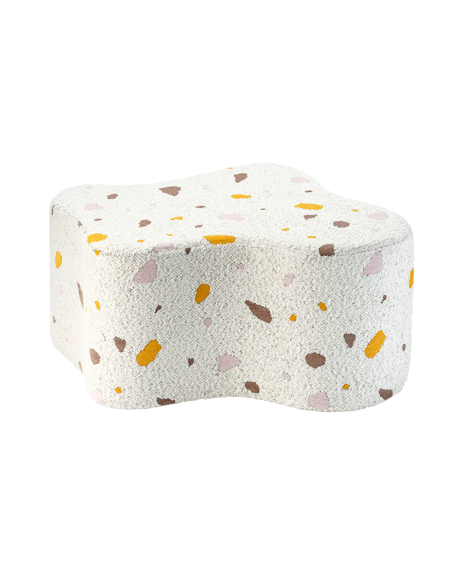 Sage green Cloud Pouffe with embroidered dot detailing throughout
