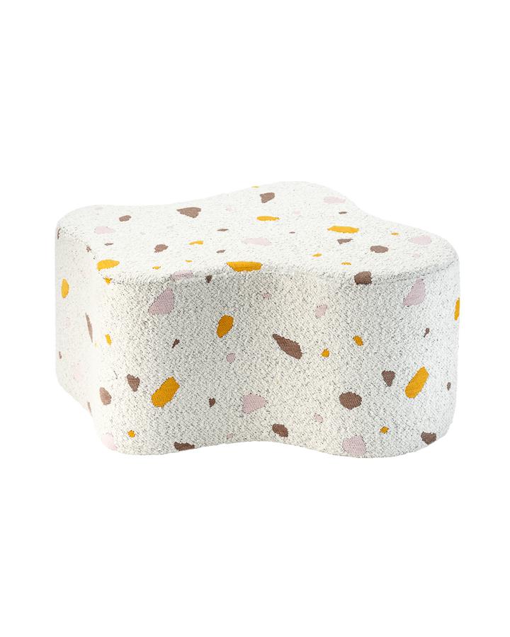 Sage green Cloud Pouffe with embroidered dot detailing throughout