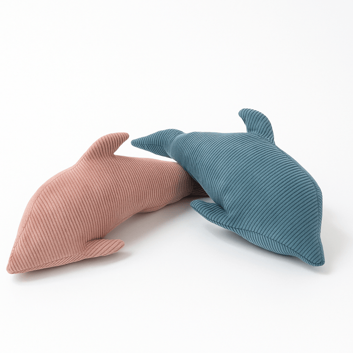 MeowBaby Dolphin Decorative Pillow in Dusty Rose ribbed Slimcord fabric