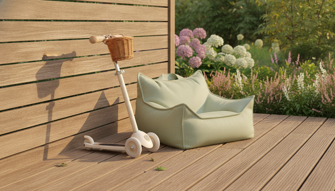 Outdoor play guide for toddlers: Banwood scooters and Wigiwama outdoor bean bags from Nestoro
