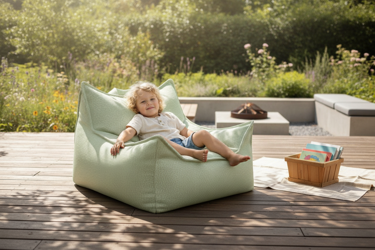 Wigiwama Outdoor Beanbag Chair in garden setting