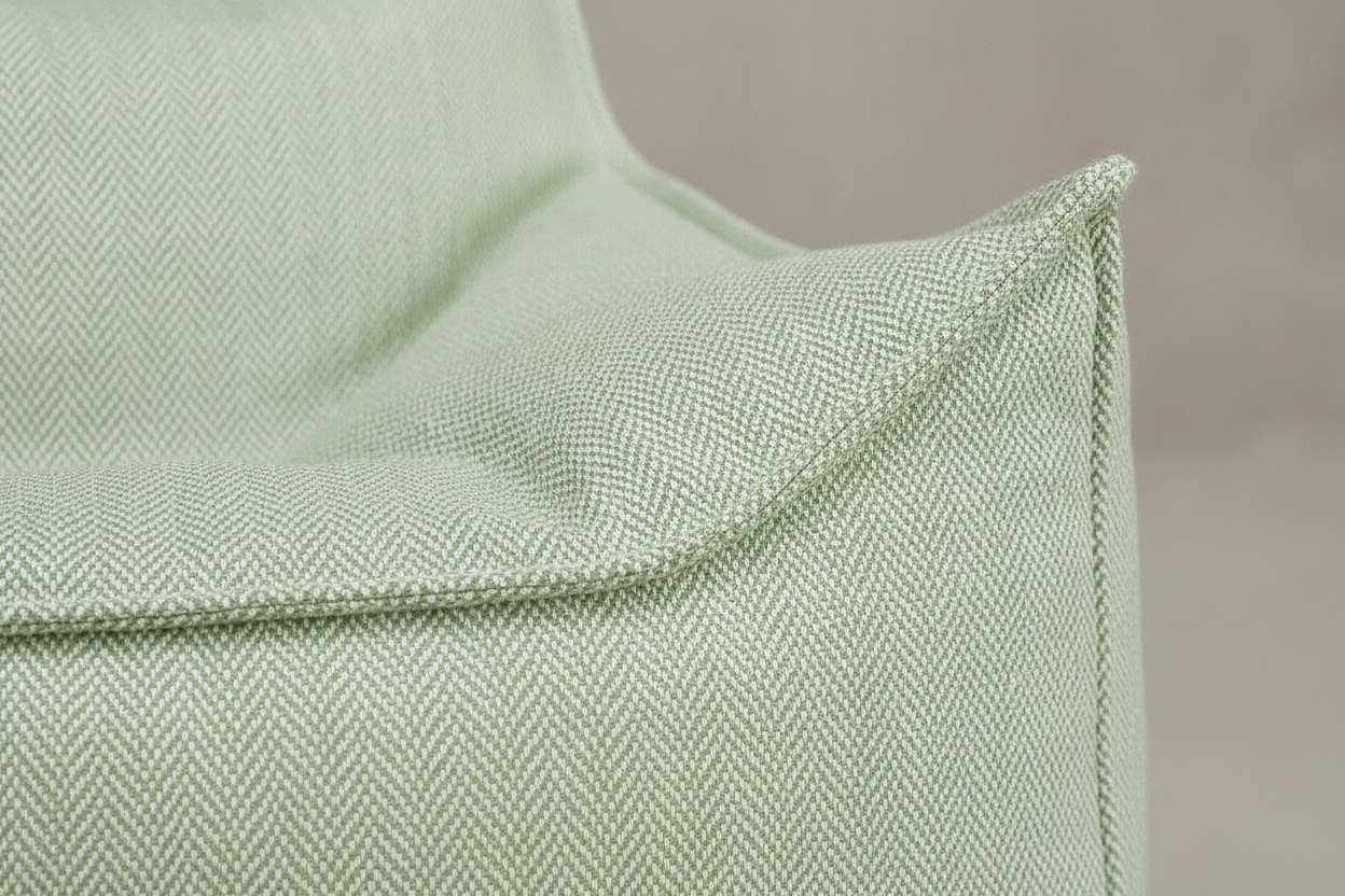 Close-up of certified Olefin fabric texture on the Wigiwama Outdoor Beanbag Chair, a Nestoro product
