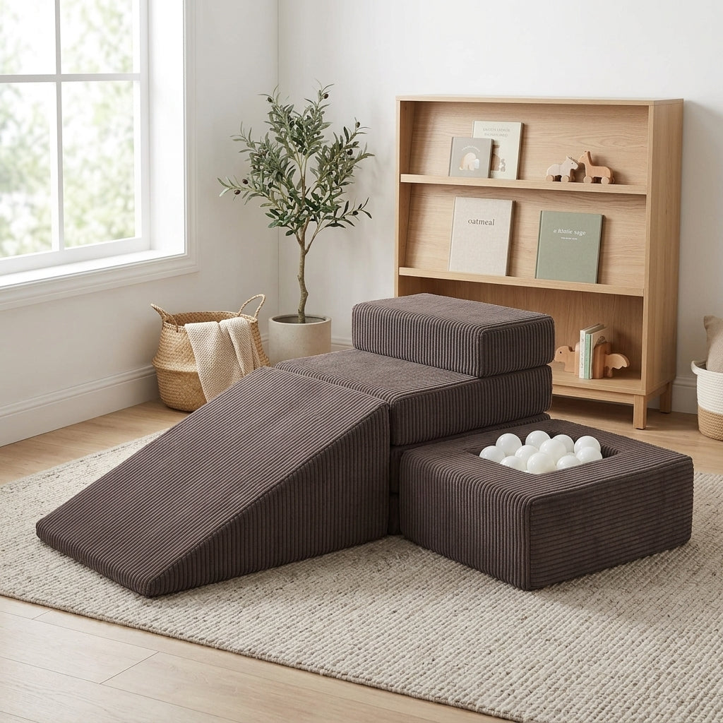 MeowBaby Aesthetic Bricks Kids Sofa foam blocks arranged into a stacked ramp shape