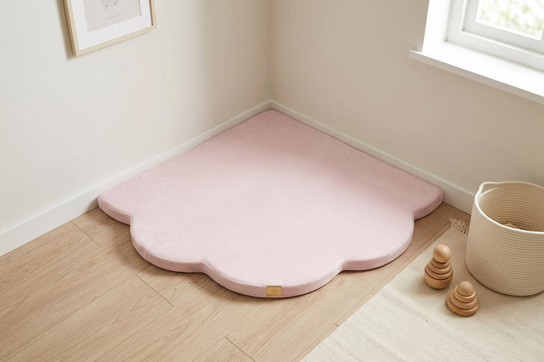 MeowBaby Velvet Cloud Playmat shown as cushioned everyday nursery floor comfort