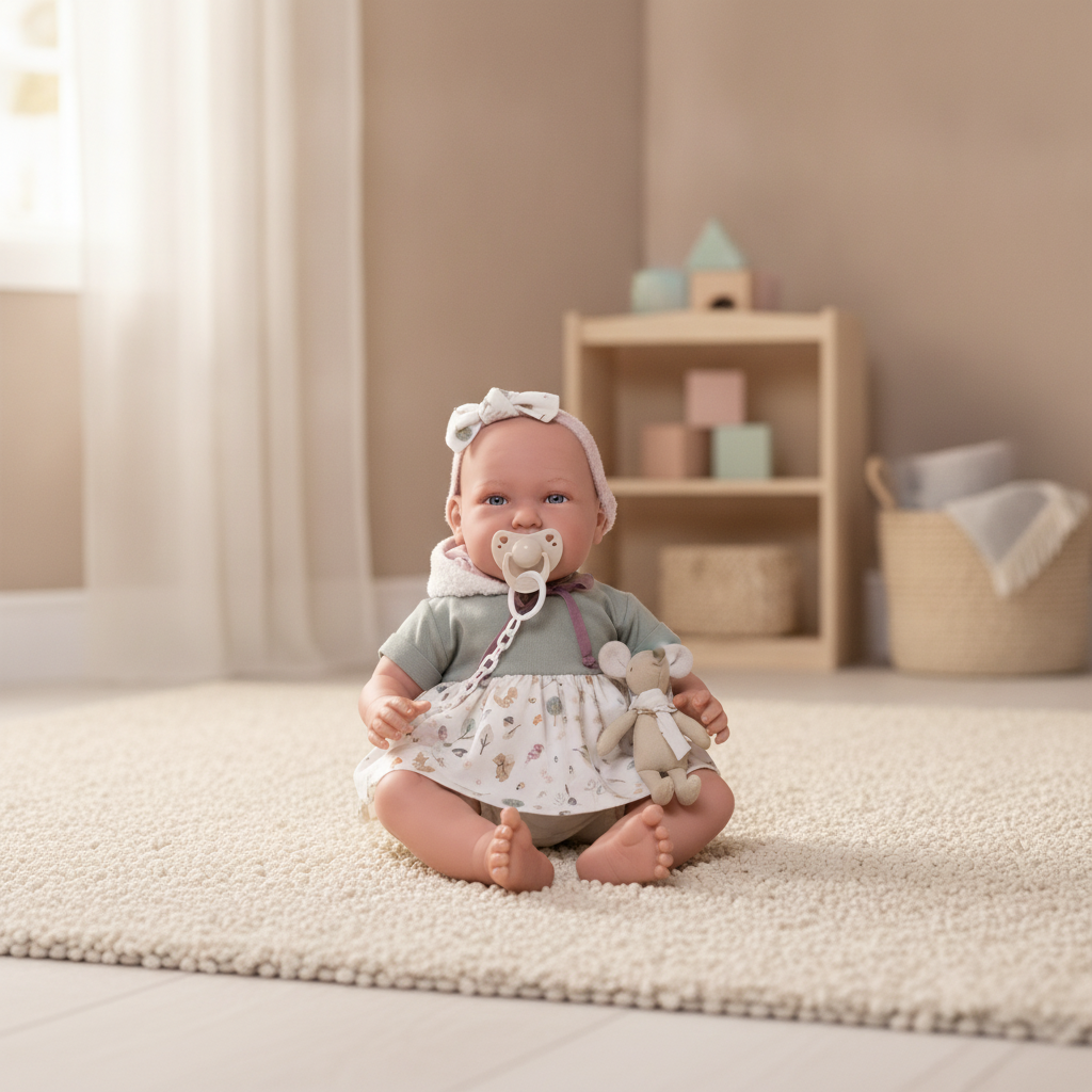 Never without her mouse - Antonio Juan Reborn Daniela Doll with Plush Toy, 52cm, Nestoro