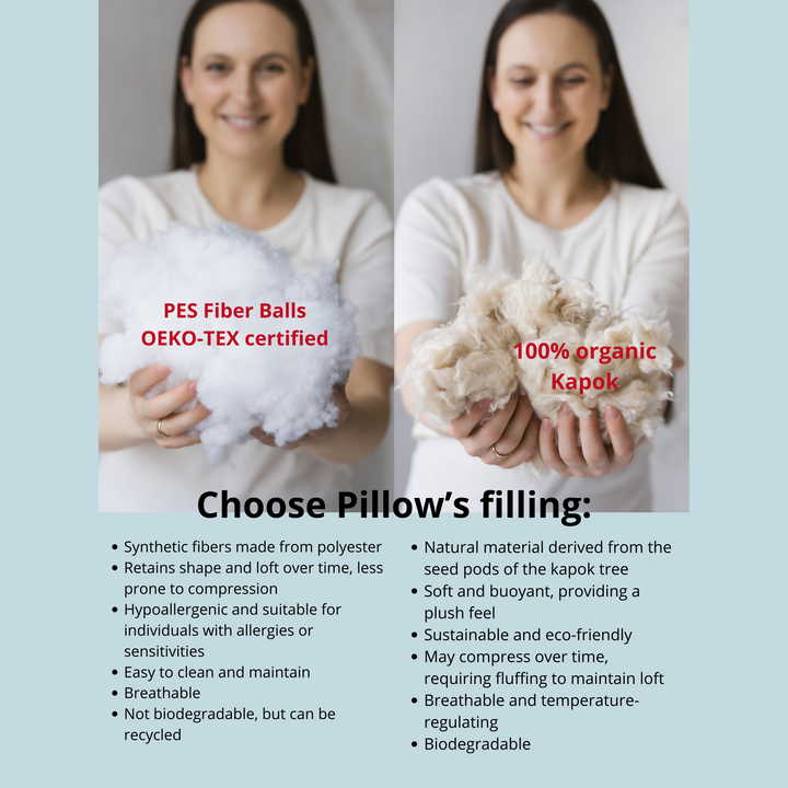 MINICAMP C-Shape Pillow, Grey floral organic cotton cover, detail photograph