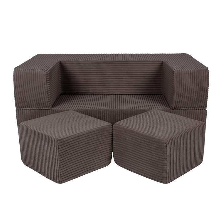 MeowBaby Aesthetic Cube Kids Sofa - Brown