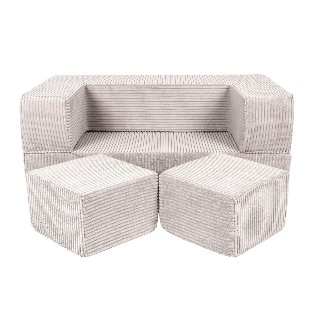 MeowBaby Aesthetic Cube Kids Sofa - Ecru